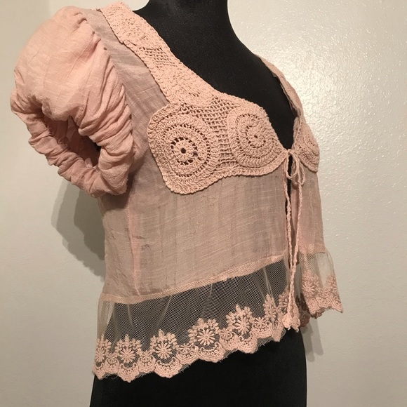 Poetry Clothing Womens Crop Jacket Size M with Lace & Crochet - Picture 5 of 9